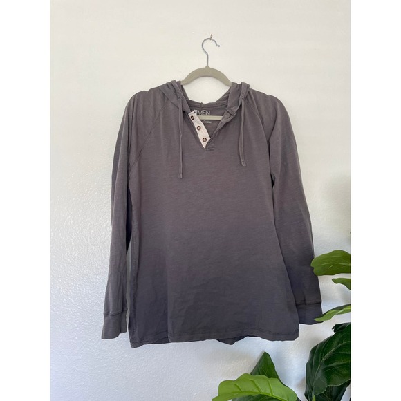 21 Men Forever 21 Men's Grey Hooded Henley Size Large L - Picture 1 of 4